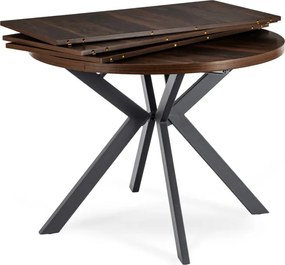 Stół Okrągły Rozkładany LUKAS 100-250 cm Orzech/Czarny Nowoczesny