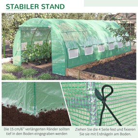 Outsunny Szklarnia Foliowa Tunel Foliowy z Zijanymi Panelami Ochrona UV Stalowa Rama 6x3x2m Zielony | Aosom PL