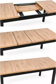Elegancki rozkładany stół Dritto 160-230x80 do jadalni z płyty laminowanej w kolorze dąb artisan / czarny