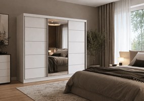 Szafa przesuwna LYON z lustrem 250 cm biały