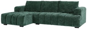 Kanapa narożna lewostronna z zielonej teksturowanej tkaniny BENOLA
