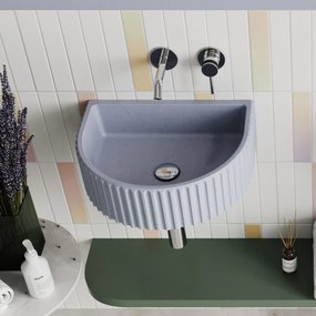 Umywalka betonowa podwieszana / nablatowa półokrągła bez otworu na baterię 45 x 36 cm MUSLIN | różne kolory : Kolor - Lawendowy, Typ montażu - podwieszana