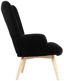 Fotel tapicerowany MOSS w tkaninie TEDDY BOUCLÉ czarny HOMLA