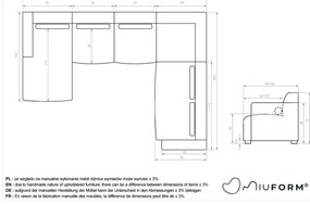 Jasnoszary narożnik (prawostronny/w kształcie litery U) Flex Felix – Miuform