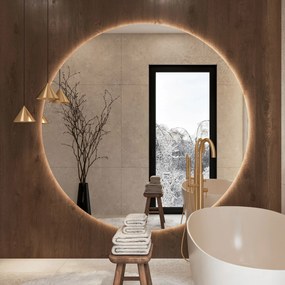 Lustro okrągłe  wiszące bezramowe z podświetleniem MOON XXL LED | Różne rozmiary | Różne kolory : Kolor tafli szkła - Srebrny, Średnica - 160 cm