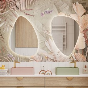 Lustro o nieregularnym kształcie oszlifowane z podświetleniem DROP LED | Różny rozmiar | Różne kolory szkła : Kolor tafli szkła - Srebrny, Rozmiar - 70 x 50 cm