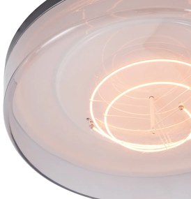 Lampa sufitowa czarna z dymionym szkłem 35,5 cm z wbudowanym ściemnianym LED - Fira Nowoczesny Oswietlenie wewnetrzne