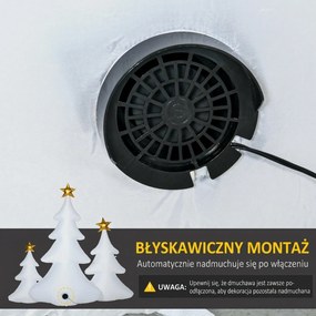 HOMCOM Zestaw 3 nadmuchiwanych choinek świątecznych, w tym wentylator, na zewnątrz i do wnętrz, z zestawem montażowym, Biały+Złoty
