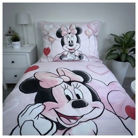Różowa bawełniana pościel dziecięca jednoosobowa 140x200 cm Minnie "Balloon" – Jerry Fabrics