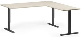 Narożne biurko z regulacją wysokości, 180x180 cm, 3 silniki, L/P, czarna podstawa, brzoza