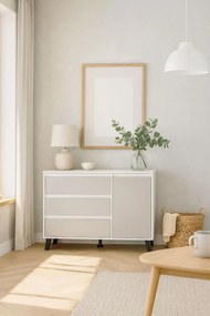 Komoda z szafką i szufladami do salonu biały + kaszmir P1-F59