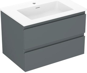 Mexen Orio szafka łazienkowa 70 cm z umywalką Otis, 2 szuflady, grafit mat/biała mat - 91A10-07047-2-BFF66-W18M01