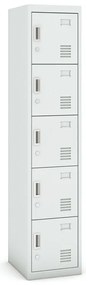 Szafka skrytkowa, 5 schowków, 1800 x 380 x 450 mm, demontaż, zamek cylindryczny, drzwi szare