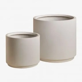 Zestaw 2 Doniczek Zewnętrznych Ø25 Cm / Ø35 Cm Z Polipietry Saturno Biała - Sklum
