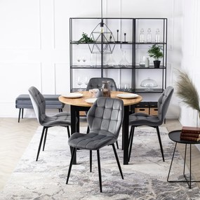 Krzesło Tapicerowane do Jadalni LUCKY Szare Welurowe Nowoczesne Loft
