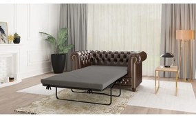 Ciemnobrązowa rozkładana sofa z imitacji skóry 148 cm York – Ropez