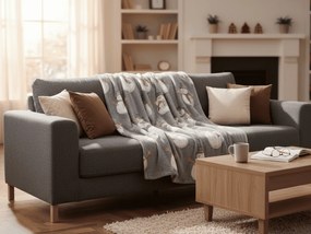 Świecący świąteczny mikropluszowy koc SNOW BUDDY, szary Rozmiar: 150 x 200 cm