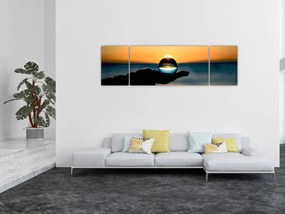Obraz szklane kule w dłoni (170x50 cm)