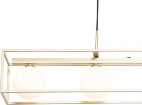 Designerska lampa wisząca złota z białym szkłem 4-światła - Aniek