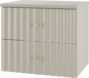 Kaszmirowy Zestaw Łazienkowy 60cm Szafka z Blatem Ryflowane Fronty Aqua