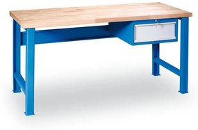 Stół warsztatowy GD z szafką na narzędzia, 1 szuflada, 1500 x 800 x 850 mm, niebieski