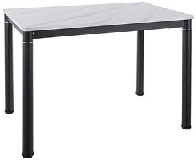 Czarny stół jadalniany DAMAR 100x70 cm, biały dekor marmurowy