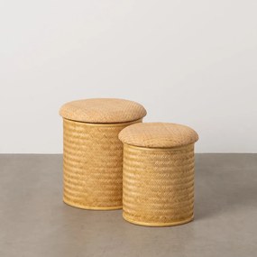 Pleciony puf w naturalnym kolorze Rattan – Ixia