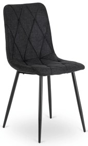 Zestaw Stół Okrągły Rozkładany HARRY 102-142 cm Dąb Craft/Czarny i 6 Krzeseł Tapicerowanych ROBIN 2 Czarnych Nowoczesnych