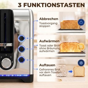 HOMCOM Zestaw czajnik i toster z szybkogotującym czajnikiem 1,7 l i 7 stopniami przyrumienienia do zestawu śniadaniowego, Srebrny | Aosom PL
