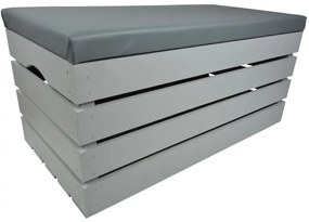 Pufa kufer skrzynia drewniana sosnowa siedzisko 80cm malowana szara