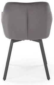 Krzesło do jadalni obrotowe z podłokietnikami popiel welurowe K588