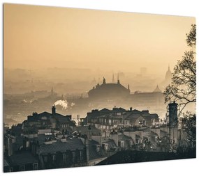 Obraz na szkle - Miasto pod mgłą (70x50 cm)