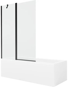 Mexen Cubik wanna prostokątna 160 x 70 cm z obudową i parawanem 1-skrzydłowym 120 cm, transparent, czarny - 550316070X9412117000