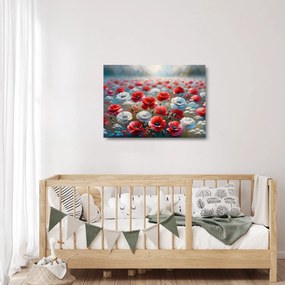 Obraz na szkle - Pole maków (70x50 cm)