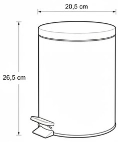 Kosz na śmieci NONI metalowy z pokrywą, 5 l