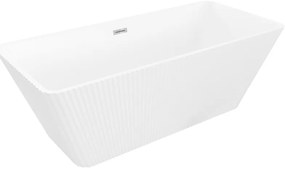 Mexen Tava wanna wolnostojąca ryflowana 170 x 75 cm, biała, przelew chrom - 52851707500-01
