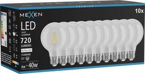 Mexen Vintis 10x żarówka filament LED E27, G80, 6W, Neutralna - 4000K, 720 lm, clear - L155-E27-0640-00x10