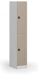 Szafka skrytkowa, 2 schowki, 1850 x 300 x 500 mm, demontaż, zamek kodowy, drzwi beżowe
