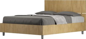 Łóżko bez stelaża 140x190 Prosty zagłówek dąb naturalny Demas