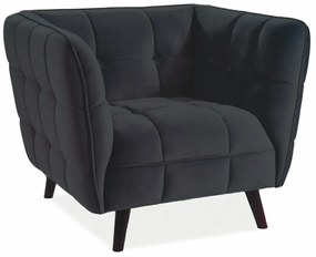 FOTEL CASTELLO 1 VELVET CZARNY BLUVEL 19 / WENGE SIGNAL