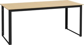 Outsunny Stół Ogrodowy Metalowy 175x78 cm Odporny na Warunki Atmosferyczne Stół Balkonowy z Efektem Drewna, Antypoślizgowy Stół do Jadalni Czarny