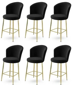 Zestaw krzeseł barowych Alte Black and Gold, 6szt., 6 szt.