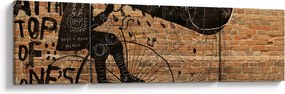 Obraz - Mężczyzna na rowerze w stylu Banksy (170x50 cm)