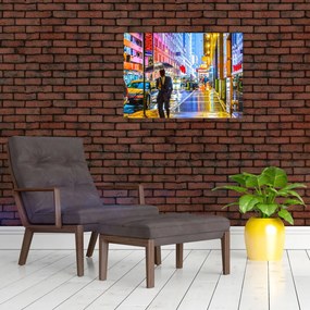 Obraz na szkle - Miasto w neonowym blasku (70x50 cm)