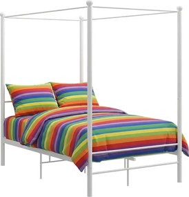 Białe podwójne łóżko z baldachimem 140x200 cm H7-R21