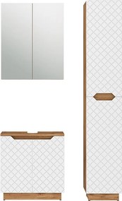 Zestaw mebli łazienkowych dąb/biały ze strukturą płytek 59.8x32x62.1 lotta