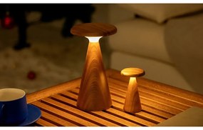 Lampa stołowa LED w ciemnym naturalnym kolorze z drewnianym kloszem (wysokość 14 cm) Sylva – Gingko