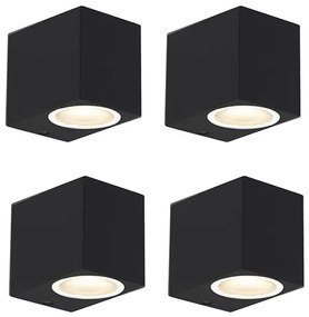 Zewnetrzna Zestaw 4 Nowoczesnych lamp ściennych czarnych IP44 - Baleno Nowoczesny Oswietlenie zewnetrzne