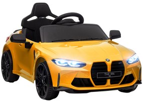 AIYAPLAY Elektryczny samochód dla dzieci BMW M4, dźwięk & światło, 3-5 km/h, z pilotem, dla dzieci 3-5 lat, Żółty