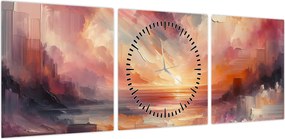 Obraz - Malowane zorze (z zegarem) (90x30 cm)